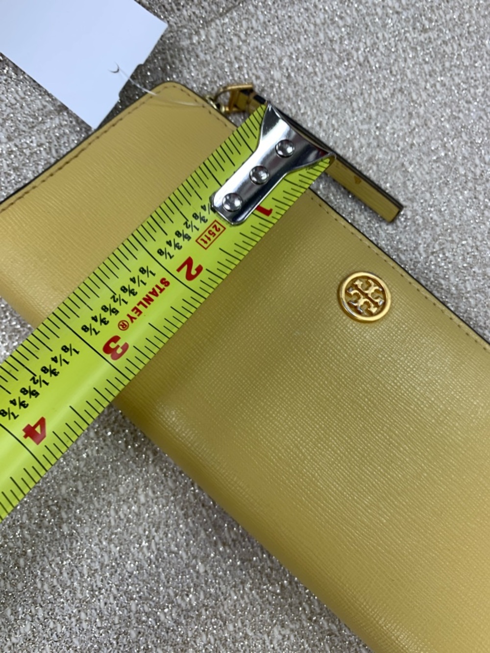 Tory Burch Lemon Saffiano Zip-Around Wallet with Gold Logo - Picture 7 of 8